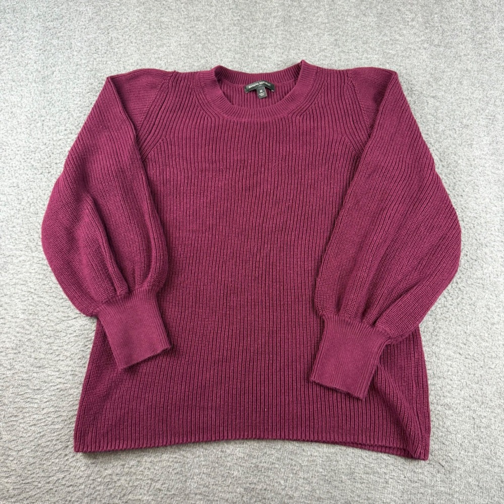 Banana Republic Sweater Women's M Burgundy Ribbed Knit Puff Sleeve 18A07111-S1-4